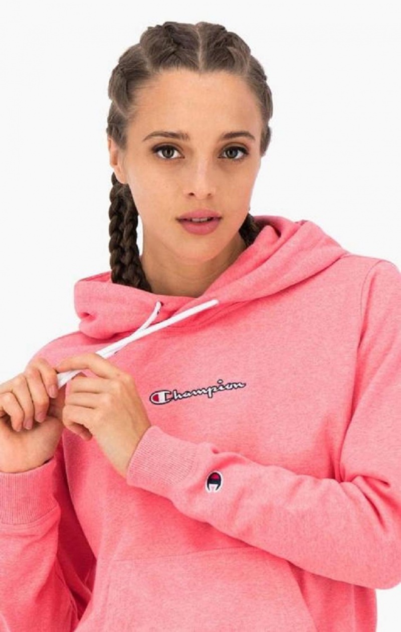 Champion Satin Stitch Script Logo Hoodie Női Kapucnis Pulóver Rózsaszín | 3409-EIGAD