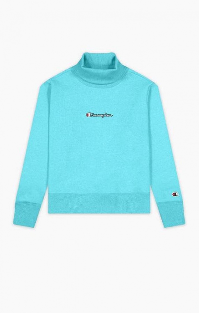 Champion Satin Stitch Script Logo Sweatshirt Női Pulóverek Türkiz | 5392-KJGTZ