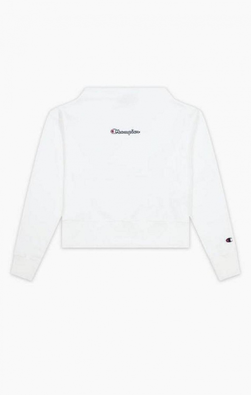 Champion Satin Stitch Script Logo Sweatshirt Női Pulóverek Fehér | 7480-TROUX