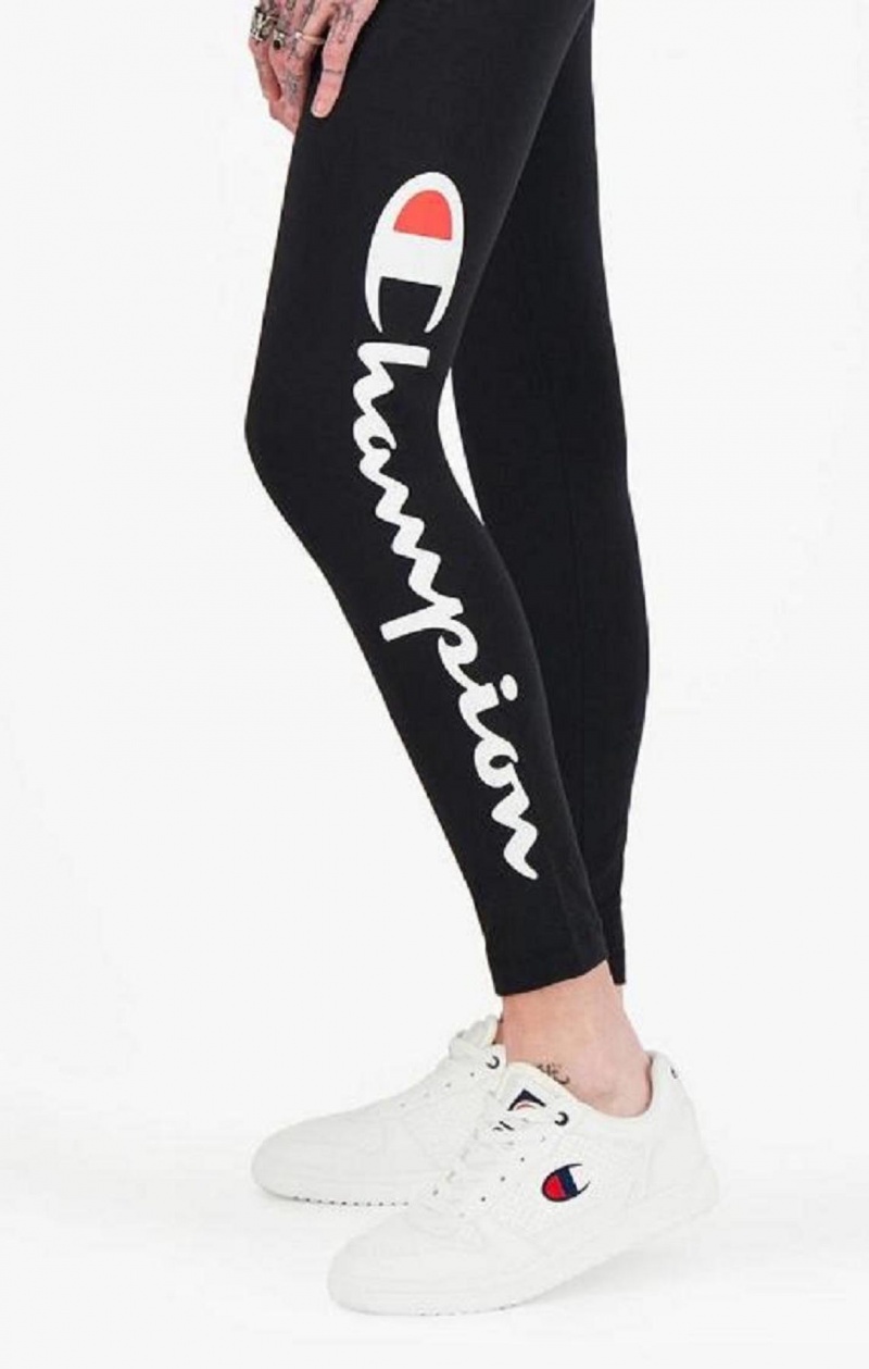 Champion Script Logo 7/8 Leggings Női Jogger Nadrág Fekete | 7250-DVFBC