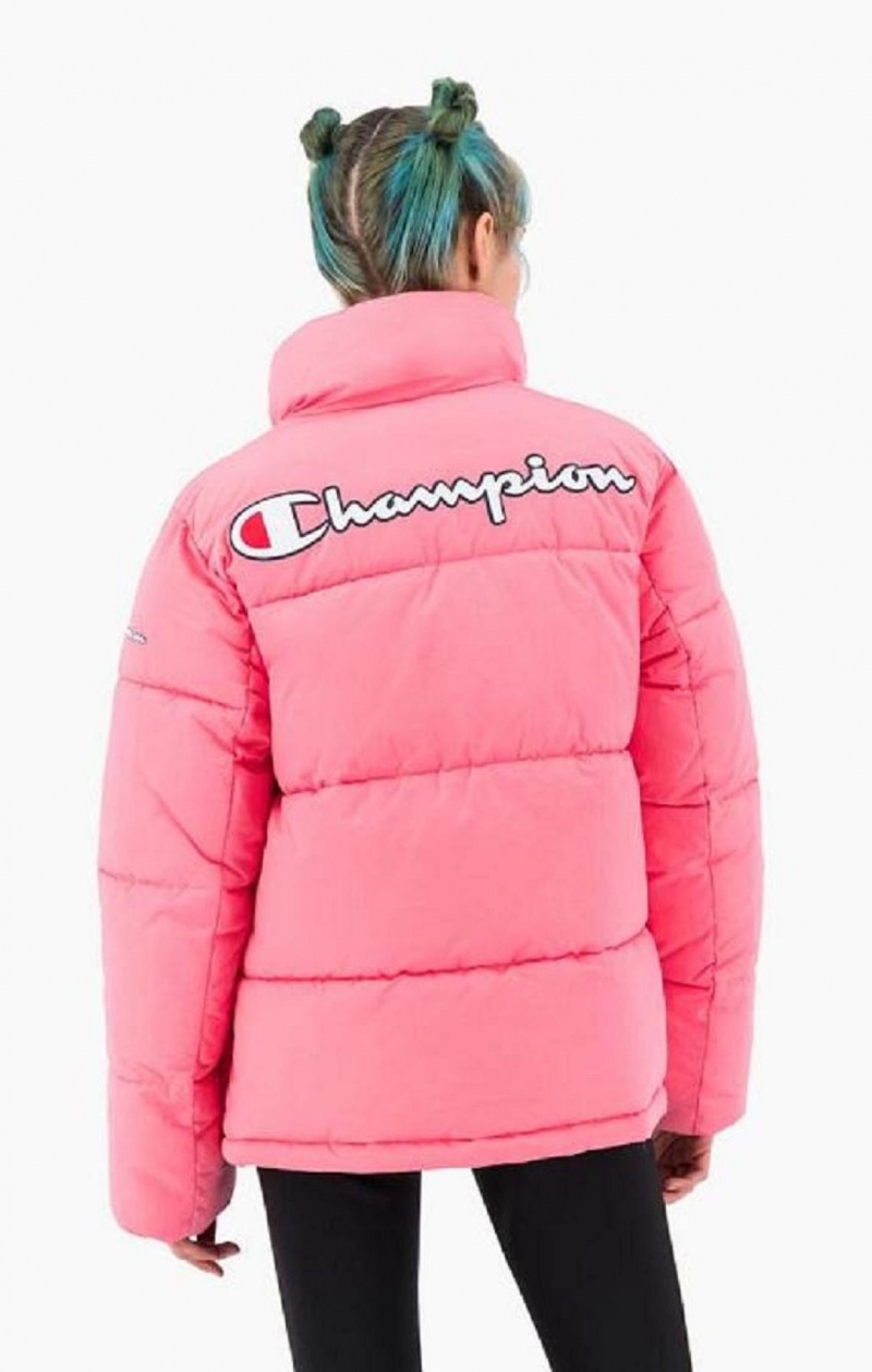 Champion Script Logo Back Párnázott Jacket Női Kabát Rózsaszín | 8935-GFBRN