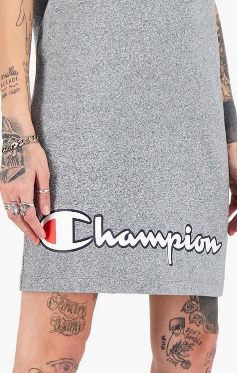 Champion Script Logo Bordázott Trim Tank Midi Ruha Női Ruha Sötétszürke | 0628-SNIPQ