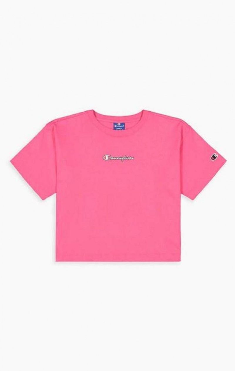 Champion Script Logo Cropped T-Shirt Női Póló Sötétrózsaszín | 9402-MRCDE