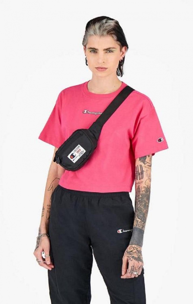 Champion Script Logo Cropped T-Shirt Női Póló Sötétrózsaszín | 9402-MRCDE