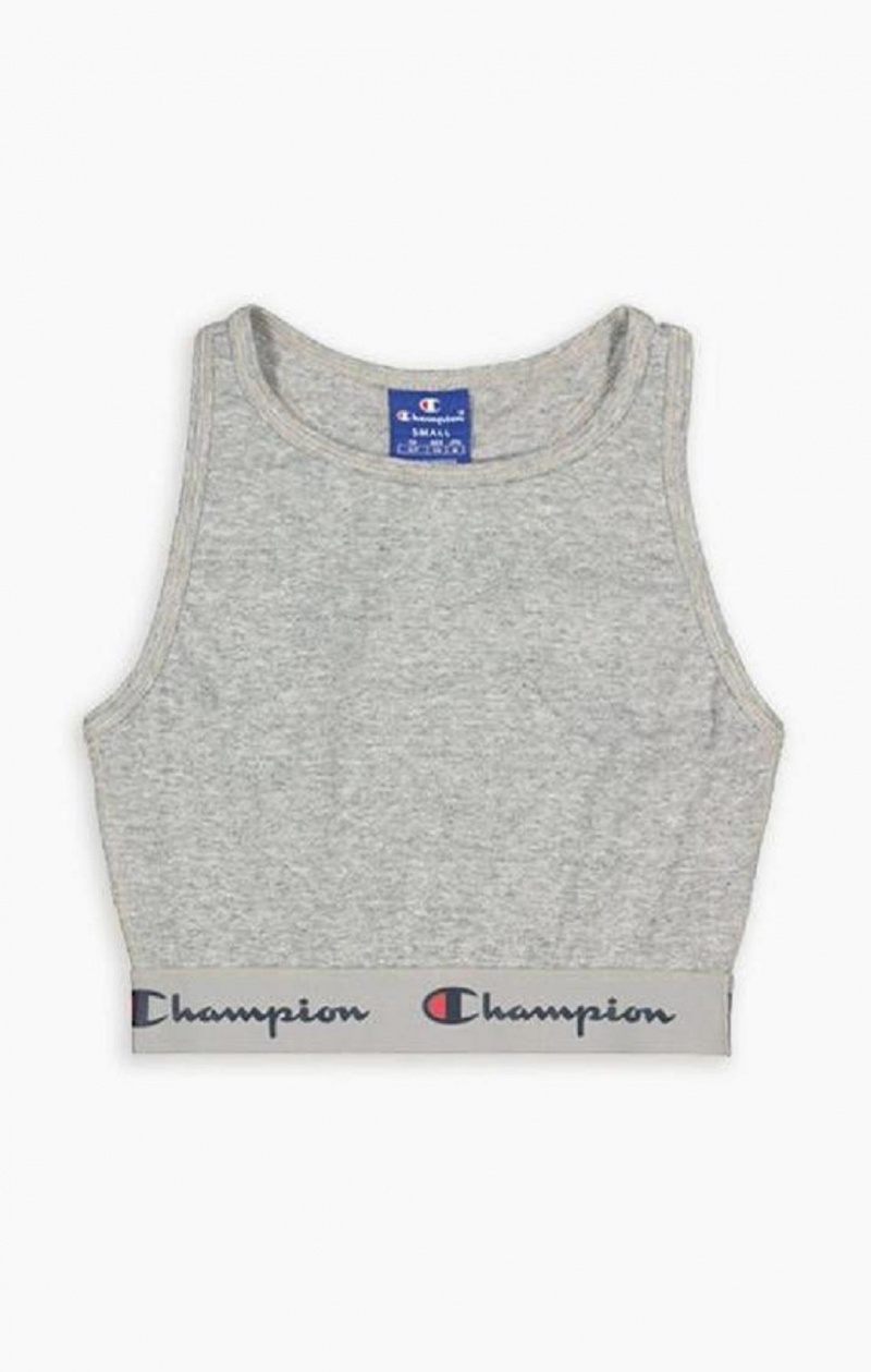 Champion Script Logo Derekú Racer Back Sports Bra Női Sport Melltartó Világos Szürke | 2936-URNQF