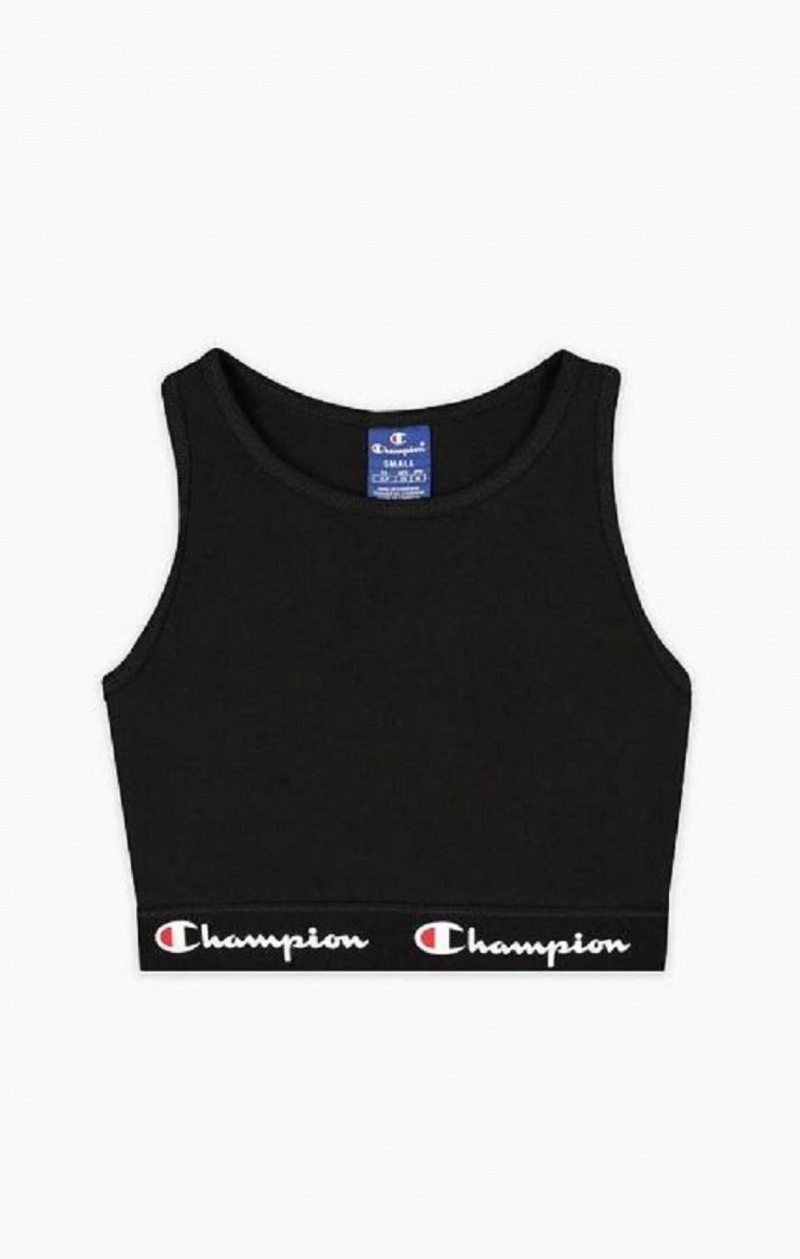 Champion Script Logo Derekú Racer Back Sports Bra Női Sport Melltartó Fekete | 1706-VUCHG