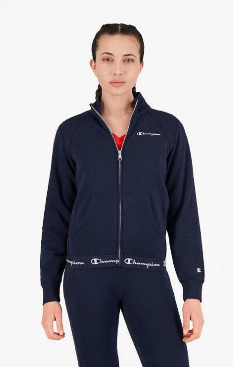 Champion Script Logo Derekú Zip-Up Sweatsuit Női Jogger Nadrág Sötétkék | 4825-KQYXD