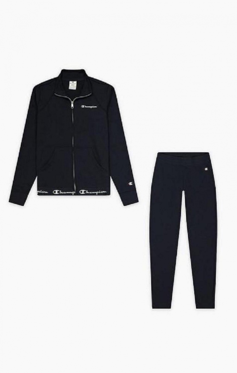 Champion Script Logo Derekú Zip-Up Sweatsuit Női Jogger Nadrág Sötétkék | 4825-KQYXD