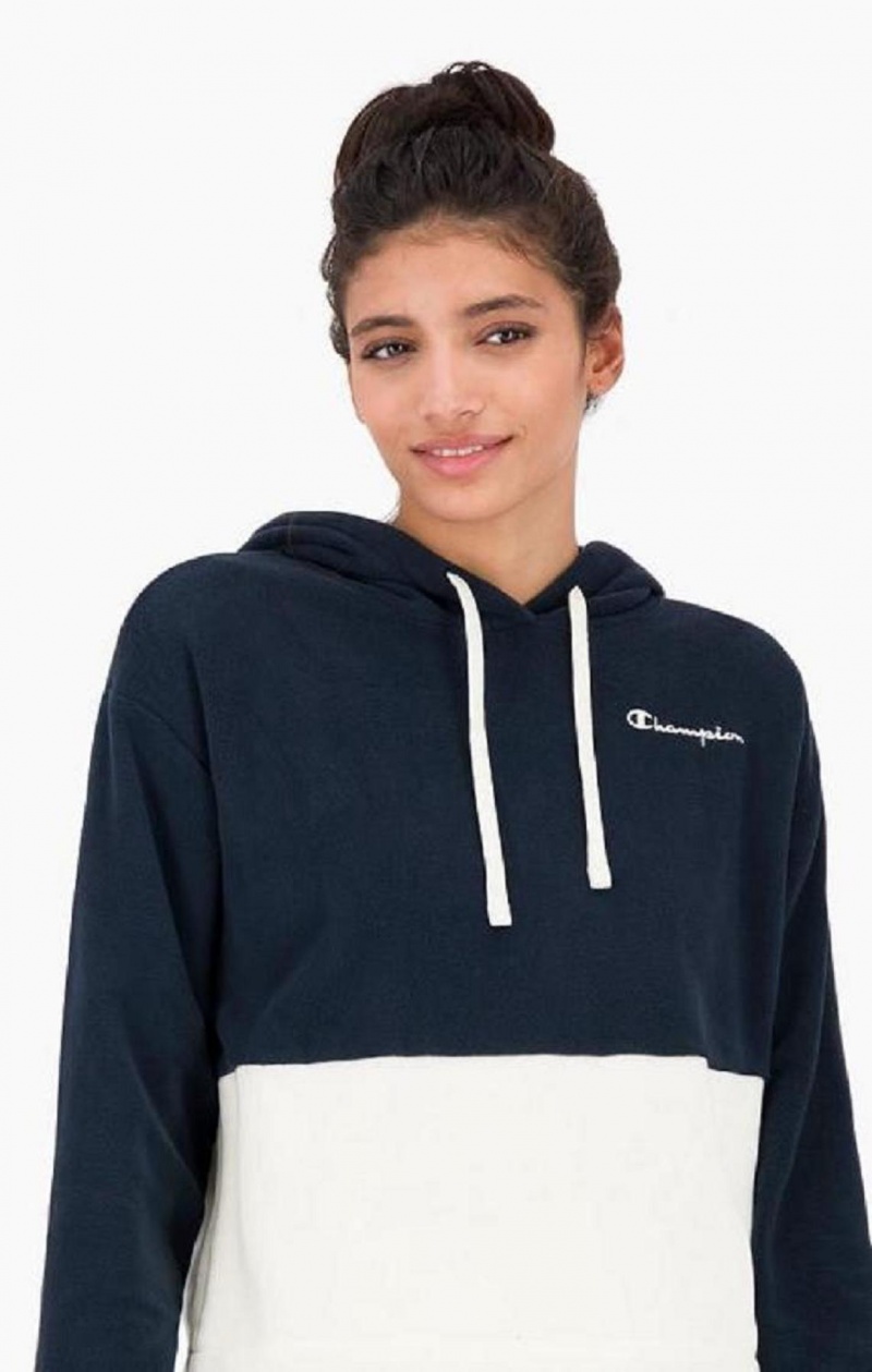 Champion Script Logo Fleece Hoodie Női Kapucnis Pulóver Sötétkék | 2048-PVRKU