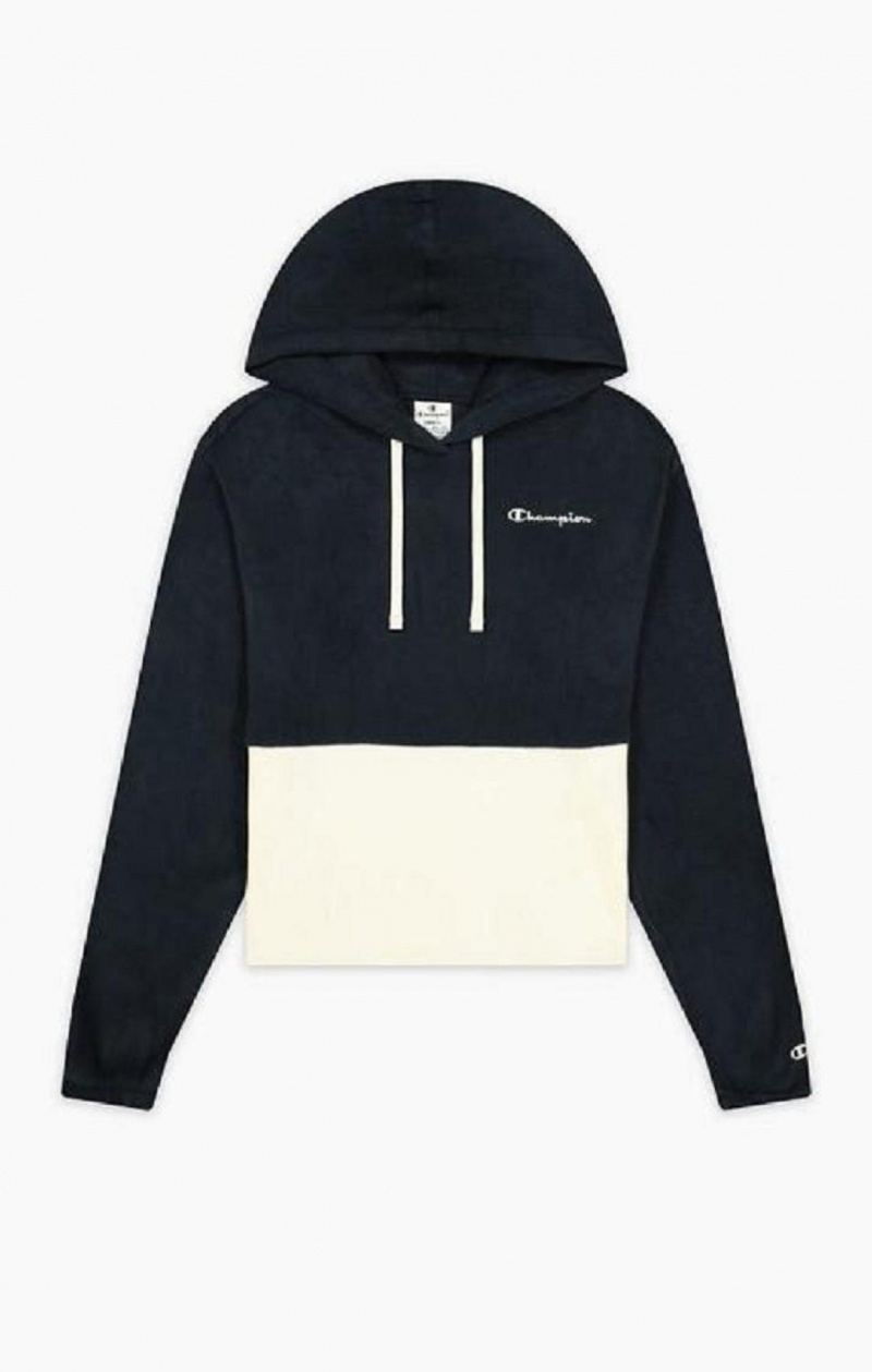 Champion Script Logo Fleece Hoodie Női Kapucnis Pulóver Sötétkék | 2048-PVRKU