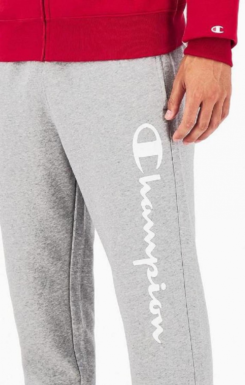 Champion Script Logo Fleece Joggers Férfi Jogger Nadrág Sötétszürke | 6543-IXTEP