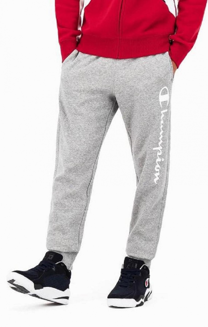 Champion Script Logo Fleece Joggers Férfi Jogger Nadrág Sötétszürke | 6543-IXTEP