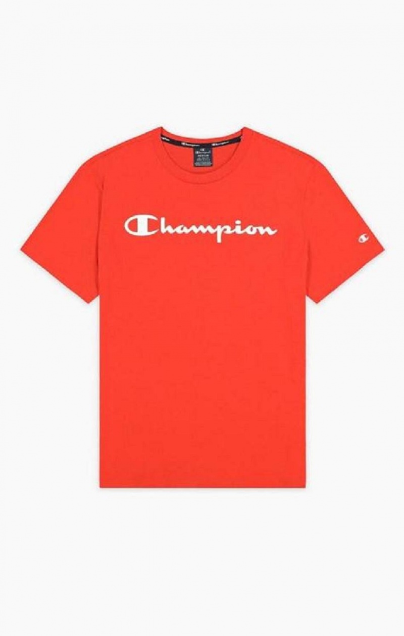 Champion Script Logo Jersey T-Shirt Férfi Póló Piros | 7359-MLXVQ