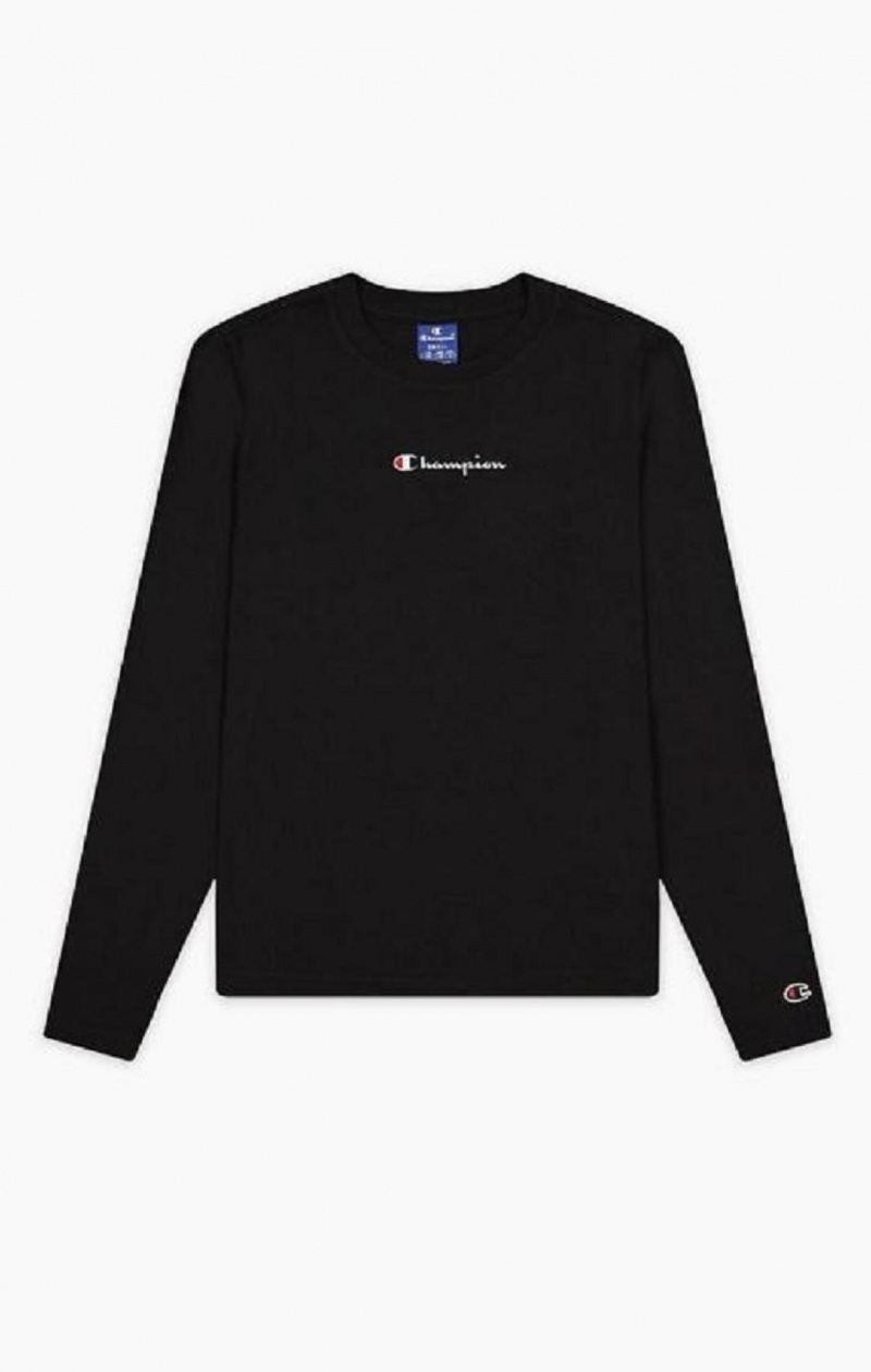 Champion Script Logo Long Sleeve T-Shirt Női Póló Fekete | 0613-DWHRP