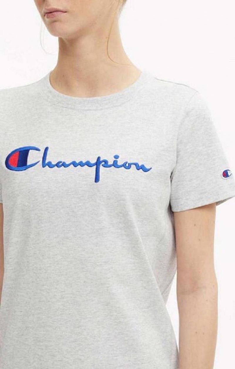 Champion Script Logo Midi T-Shirt Ruha Női Ruha Világos Szürke | 0847-BXRGL