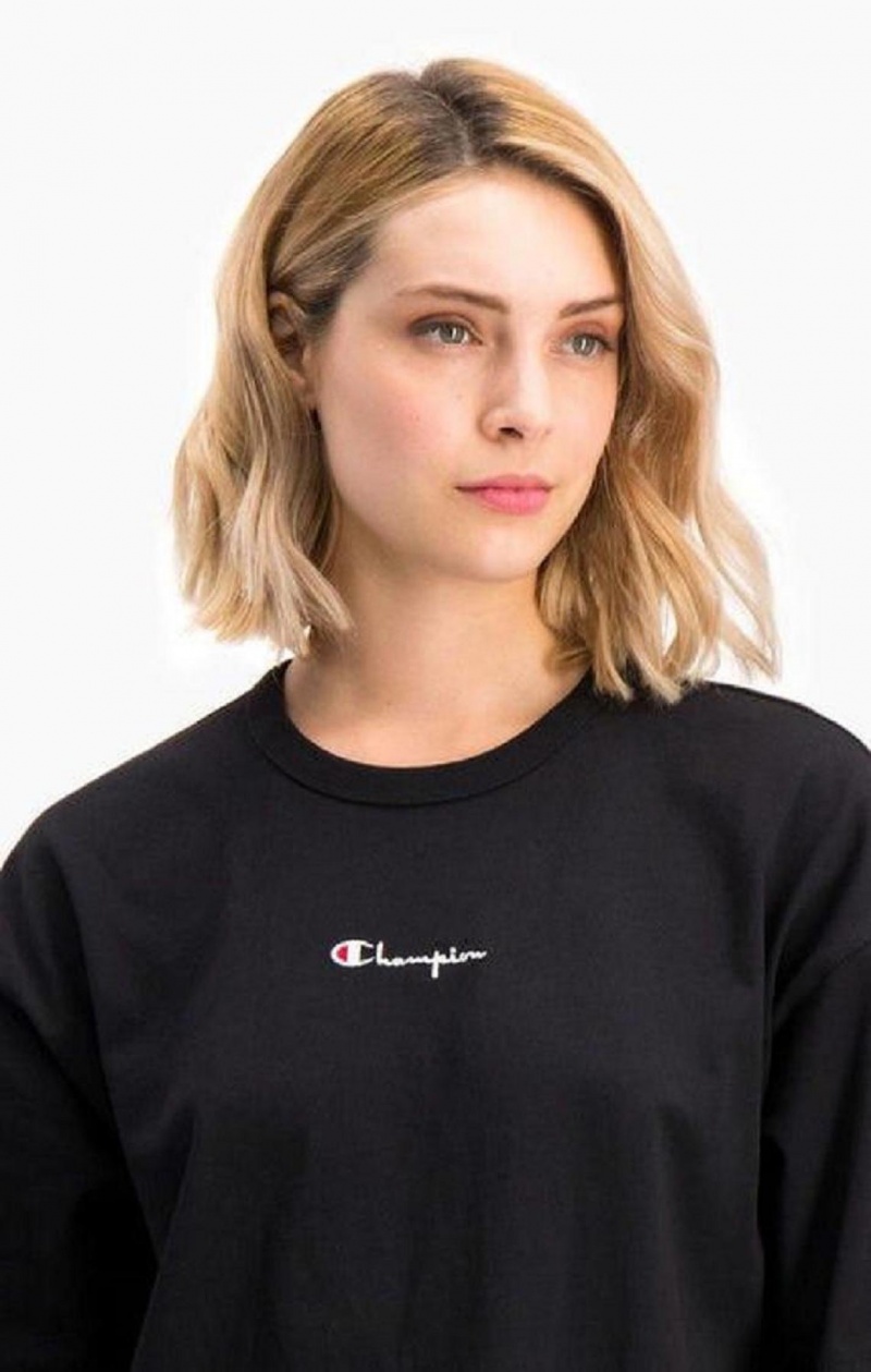 Champion Script Logo Midi T-Shirt Ruha Női Ruha Fekete | 5937-WVBPN