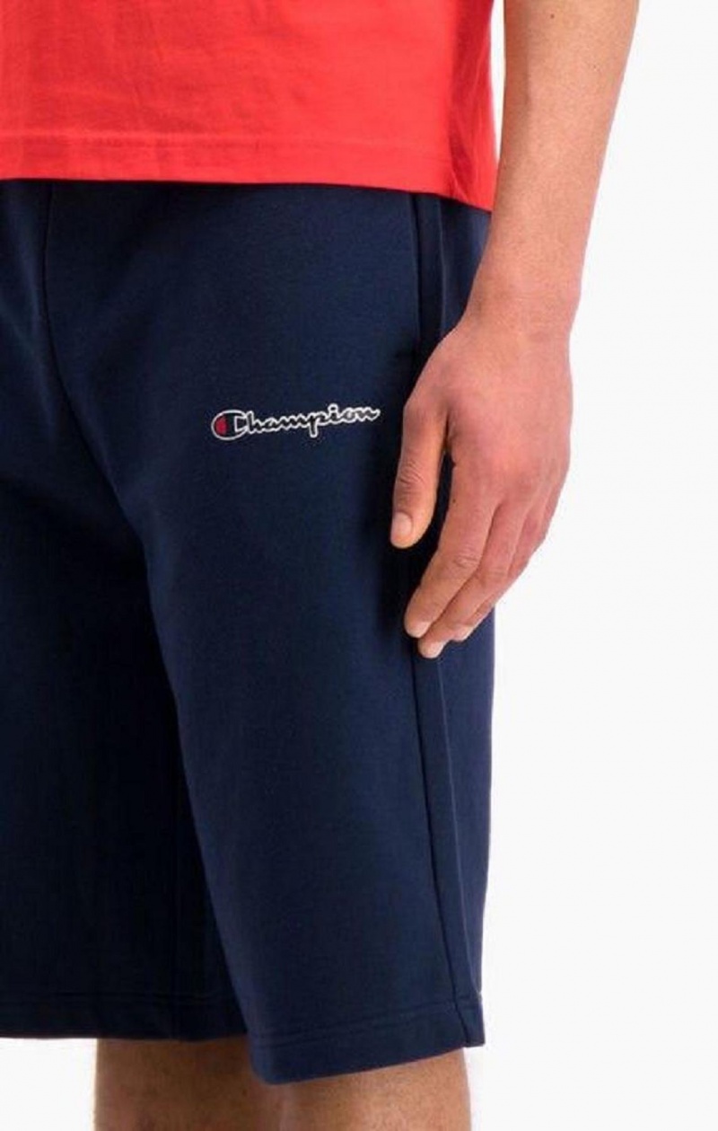 Champion Script Logo Pamut Shorts Férfi Rövidnadrág Sötétkék | 9862-PBSWA