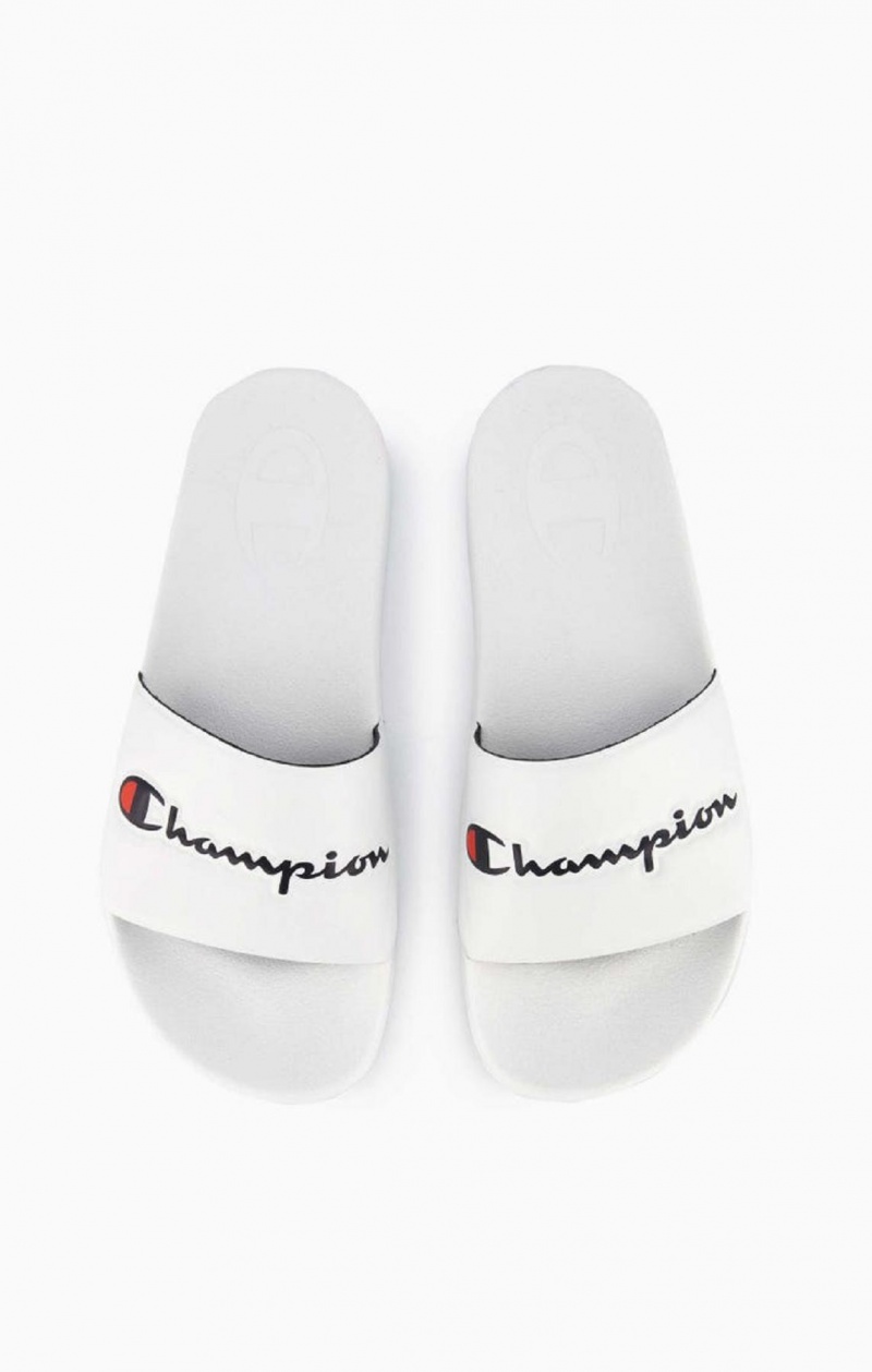 Champion Script Logo Pool Slides Férfi Papucs Fehér | 4523-YLAHD