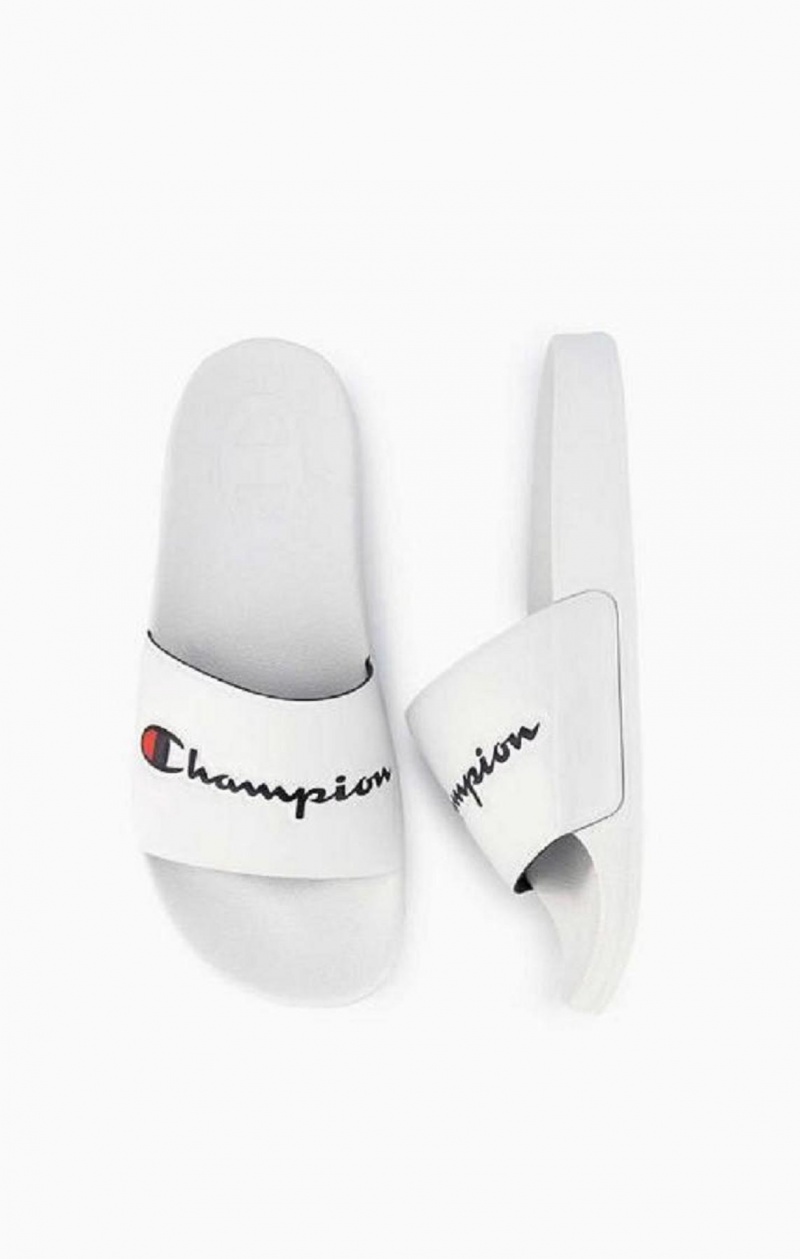 Champion Script Logo Pool Slides Női Papucs Fehér | 1634-PVIOT