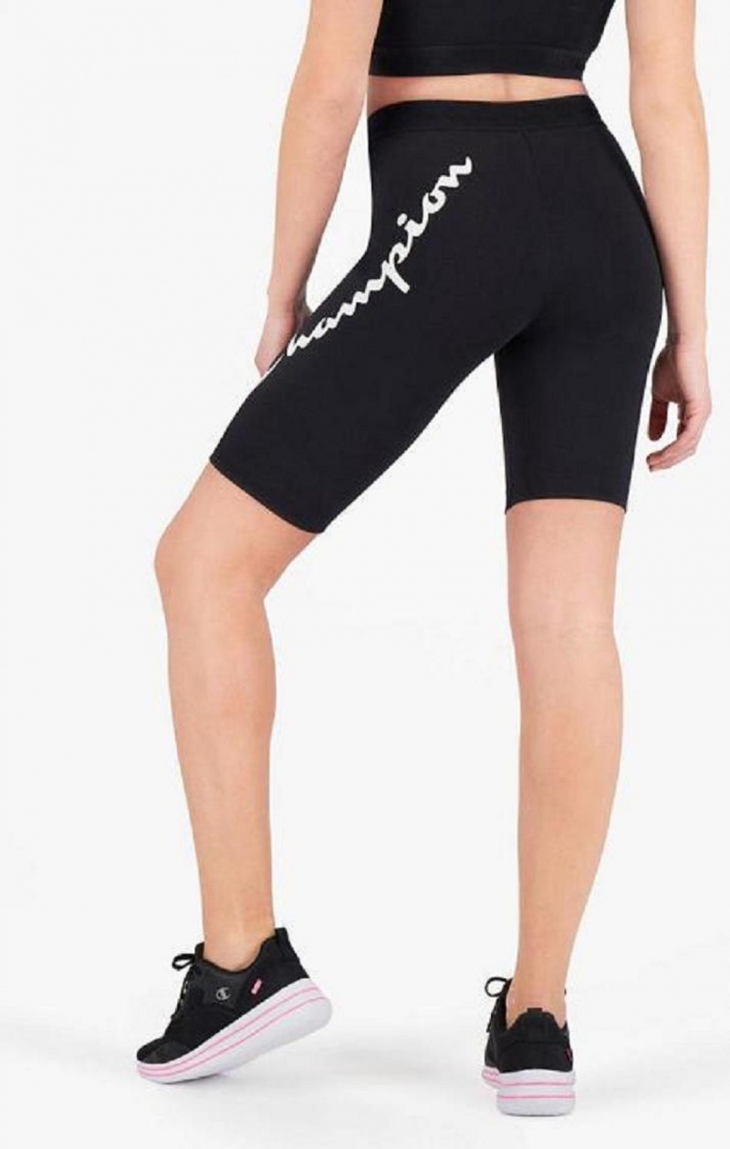 Champion Script Logo Print Capri Leggings Női Rövidnadrág Fekete | 2184-IDLHR