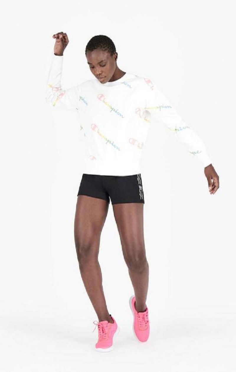 Champion Script Logo Print Shorts Női Rövidnadrág Fekete | 2145-DHLFJ