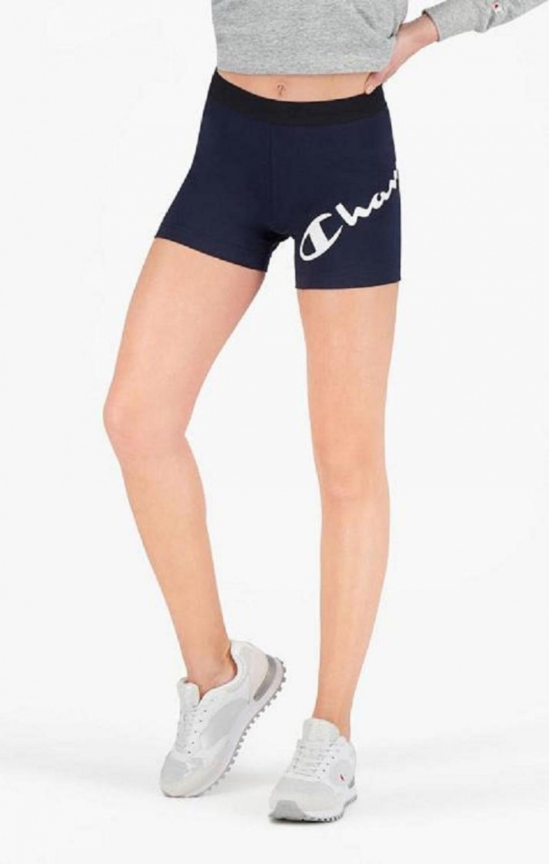 Champion Script Logo Print Shorts Női Rövidnadrág Sötétkék | 8307-EXLJI