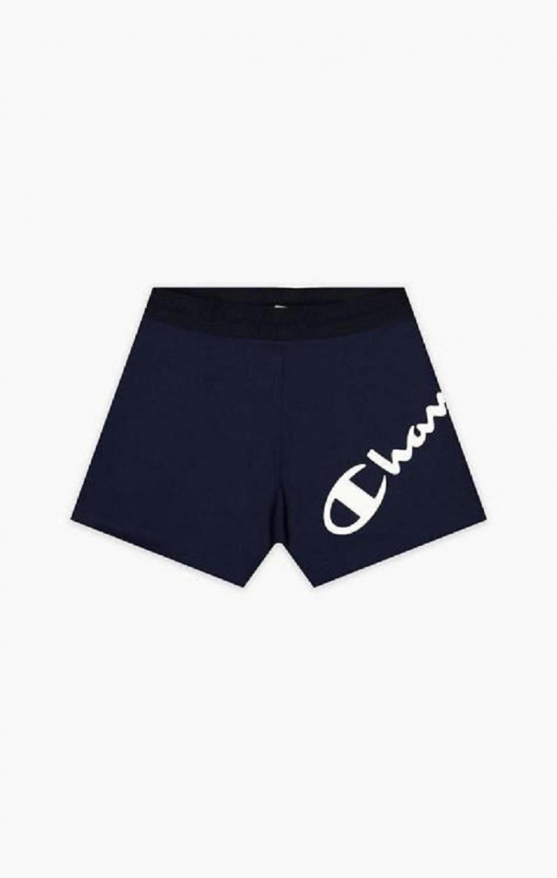 Champion Script Logo Print Shorts Női Rövidnadrág Sötétkék | 8307-EXLJI