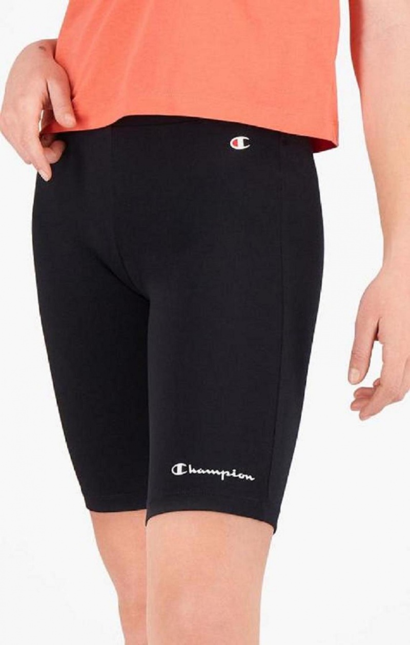 Champion Script Logo Print Shorts Női Rövidnadrág Fekete | 4297-WQGMV