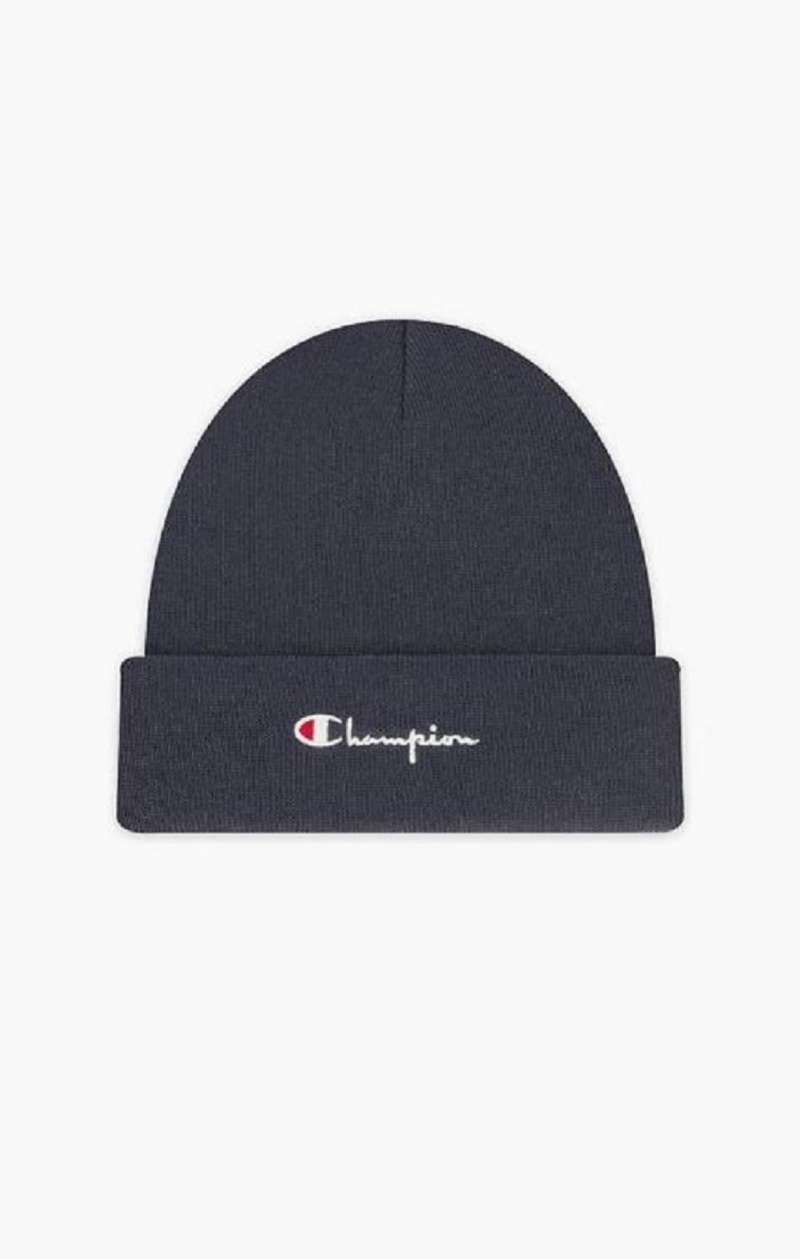 Champion Script Logo Recycled Yarn Beanie Hat Férfi Kalap Sötéttürkiz | 3042-ATOPD