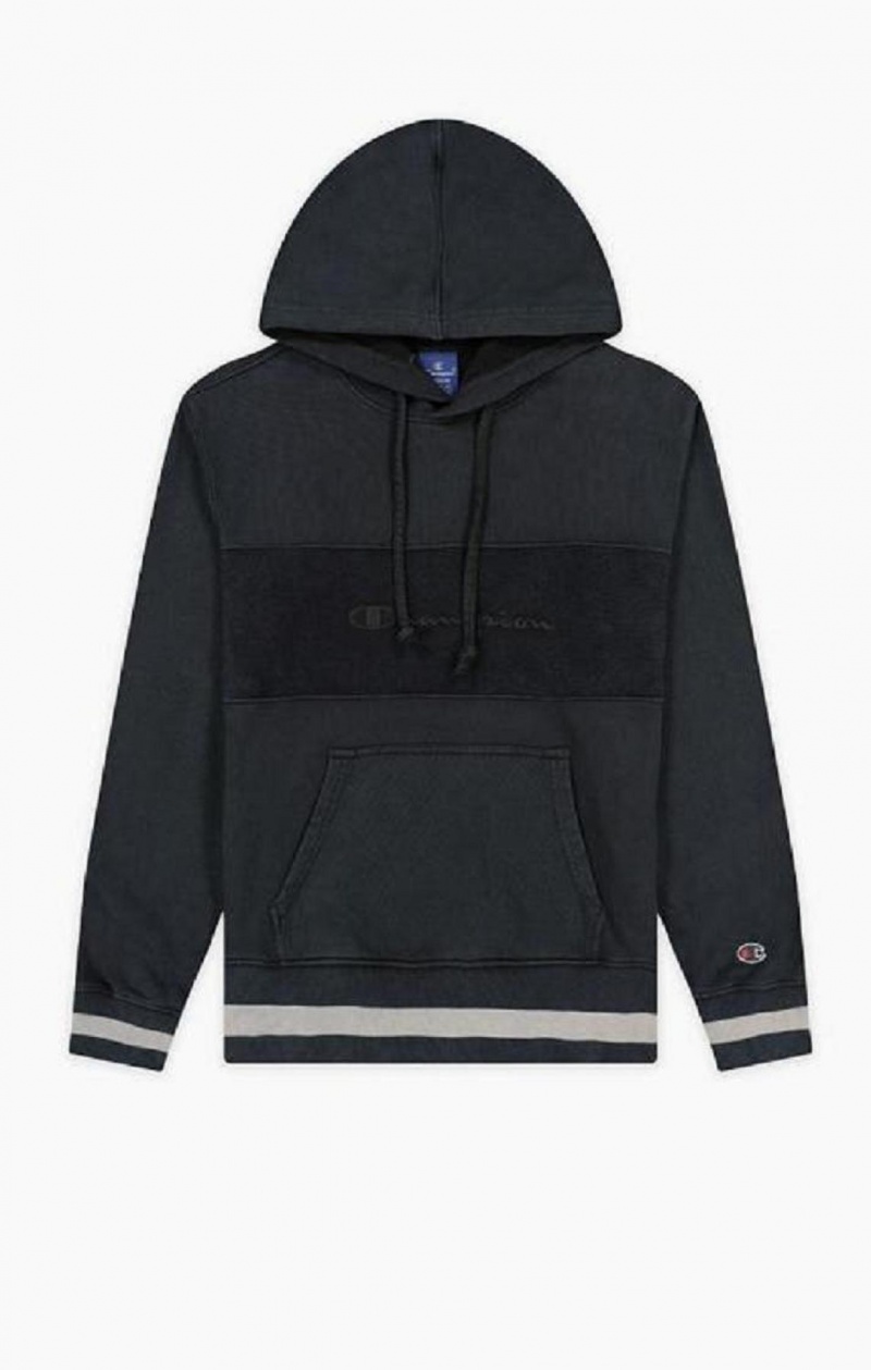 Champion Script Logo Reverse Weave Hoodie Férfi Kapucnis Pulóver Fekete | 6485-SCEGI