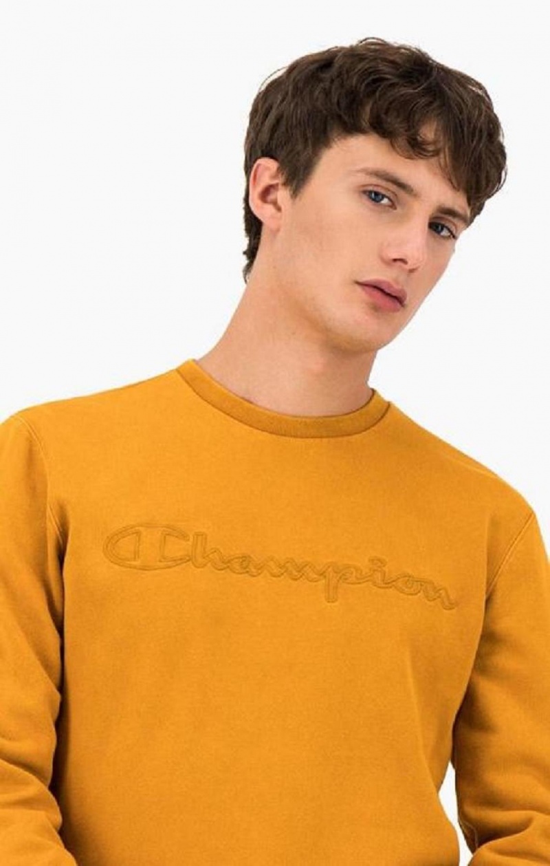 Champion Script Logo Reverse Weave Sweatshirt Férfi Pulóverek Narancssárga | 3108-HFCZW