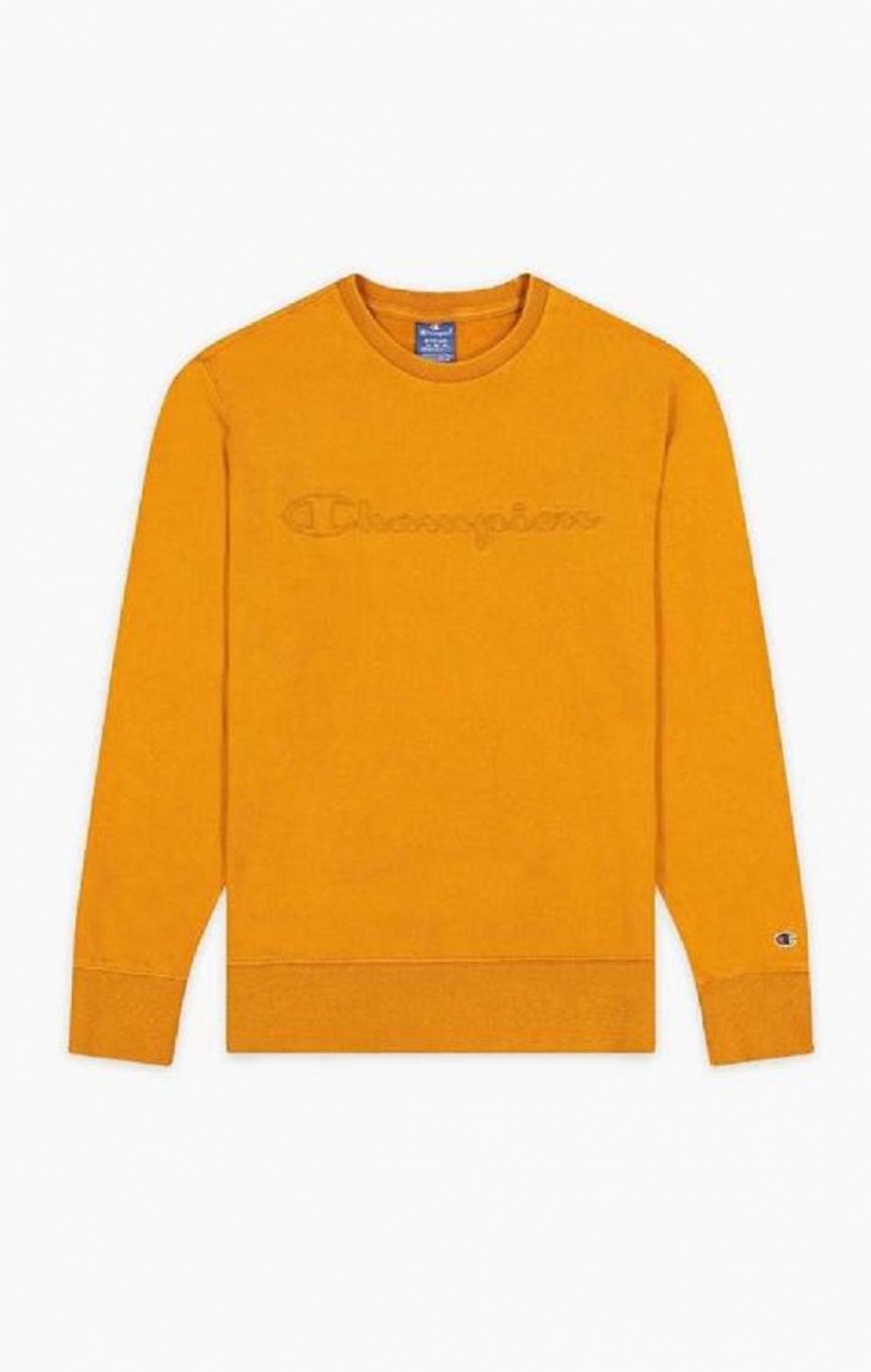 Champion Script Logo Reverse Weave Sweatshirt Férfi Pulóverek Narancssárga | 3108-HFCZW