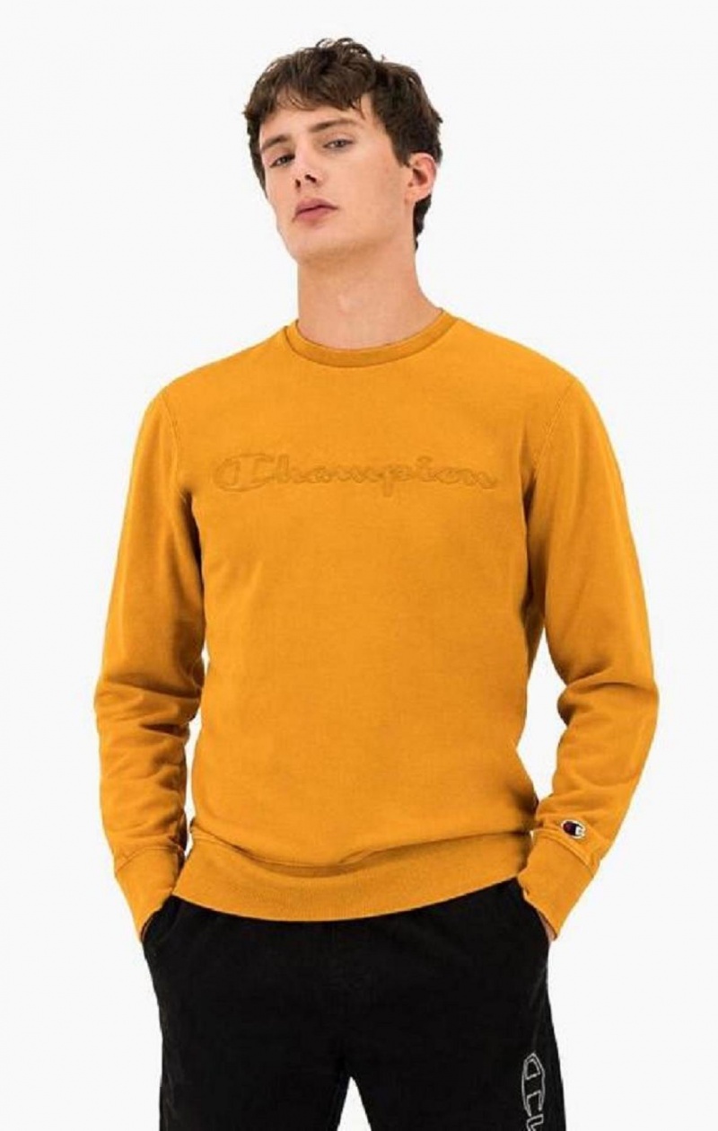 Champion Script Logo Reverse Weave Sweatshirt Férfi Pulóverek Narancssárga | 3108-HFCZW