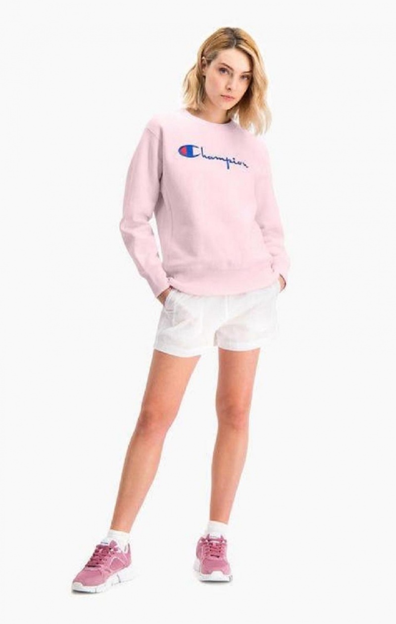 Champion Script Logo Reverse Weave Sweatshirt Női Pulóverek Rózsaszín | 5487-KONSU