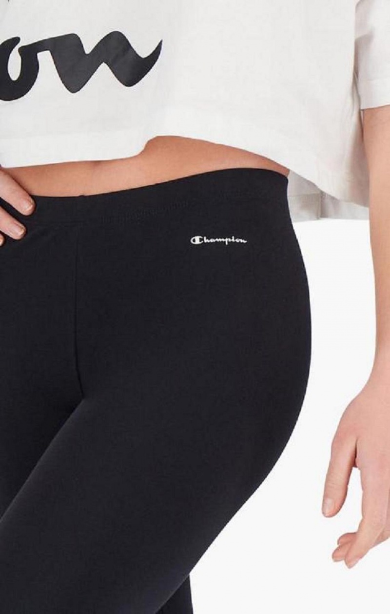 Champion Script Logo Stretch Pamut Leggings Női Jogger Nadrág Fekete | 2943-HWSKR