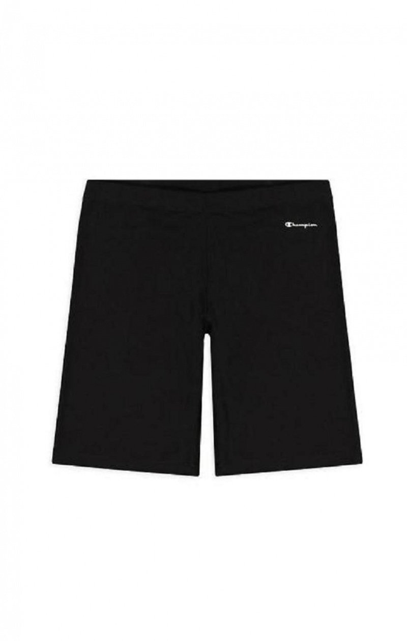 Champion Script Logo Stretch Pamut Motoros Shorts Női Rövidnadrág Fekete | 6291-AWQLI