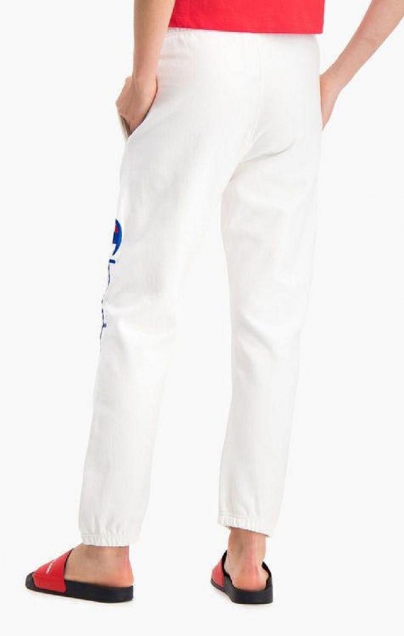 Champion Script Logo Stretch Reverse Weave Joggers Női Jogger Nadrág Fehér | 7536-SOBWF