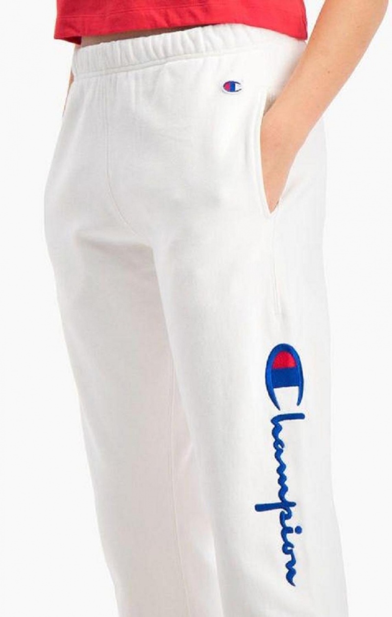 Champion Script Logo Stretch Reverse Weave Joggers Női Jogger Nadrág Fehér | 7536-SOBWF