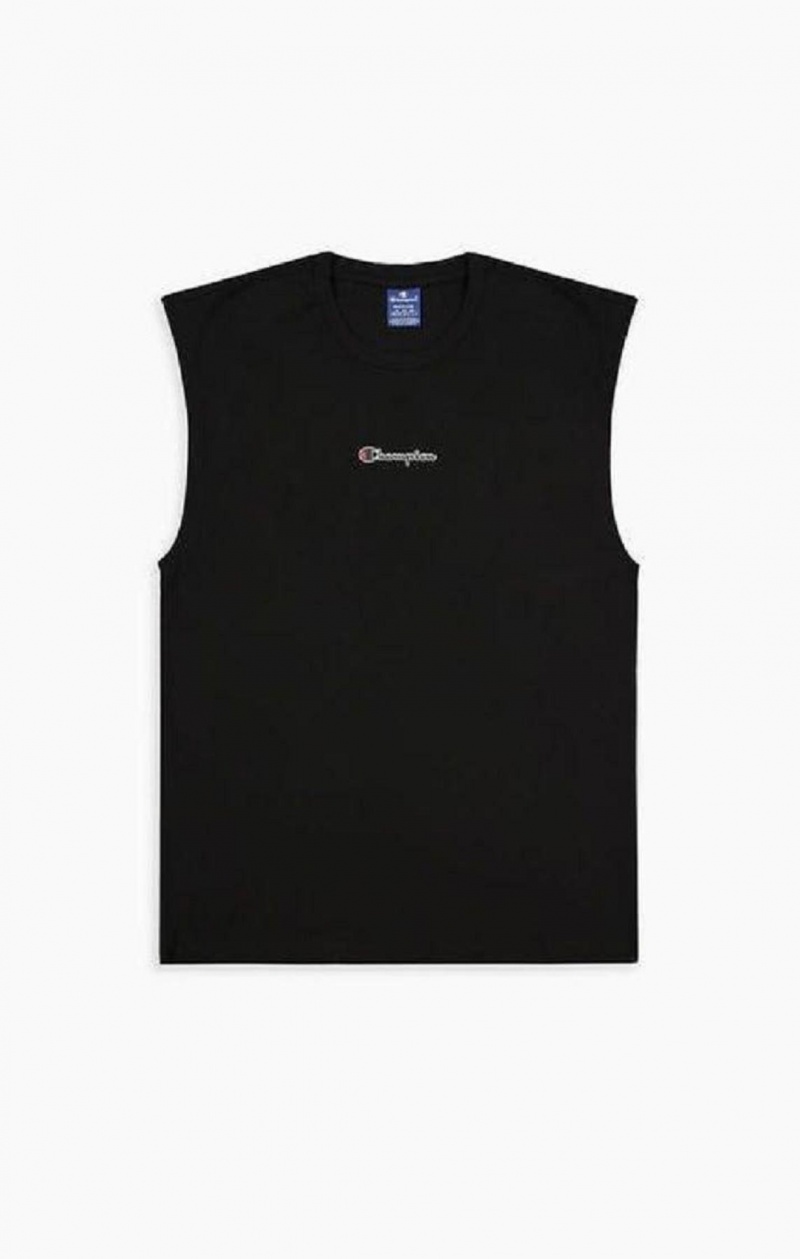 Champion Script Logo Top Férfi Póló Fekete | 7068-FVXAE