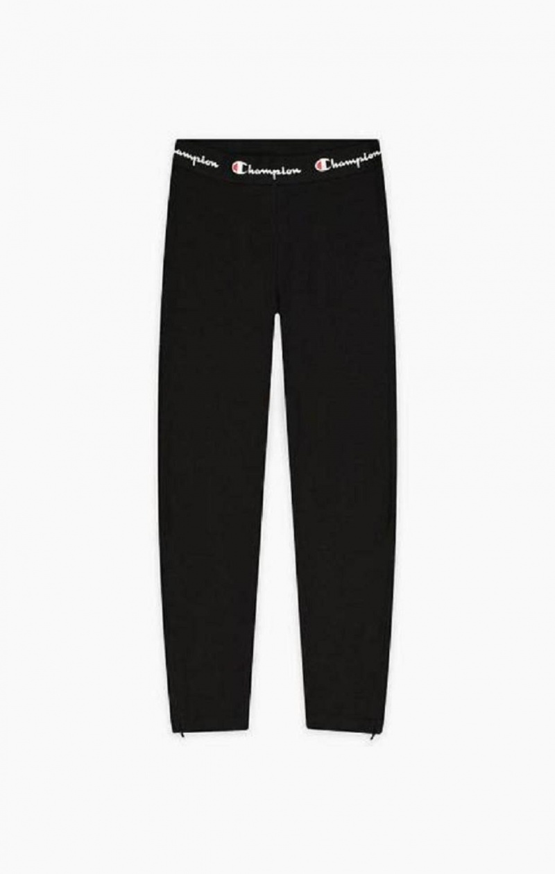 Champion Script Logo Waisy Zip Detail Leggings Női Jogger Nadrág Fekete | 6123-TXPCF