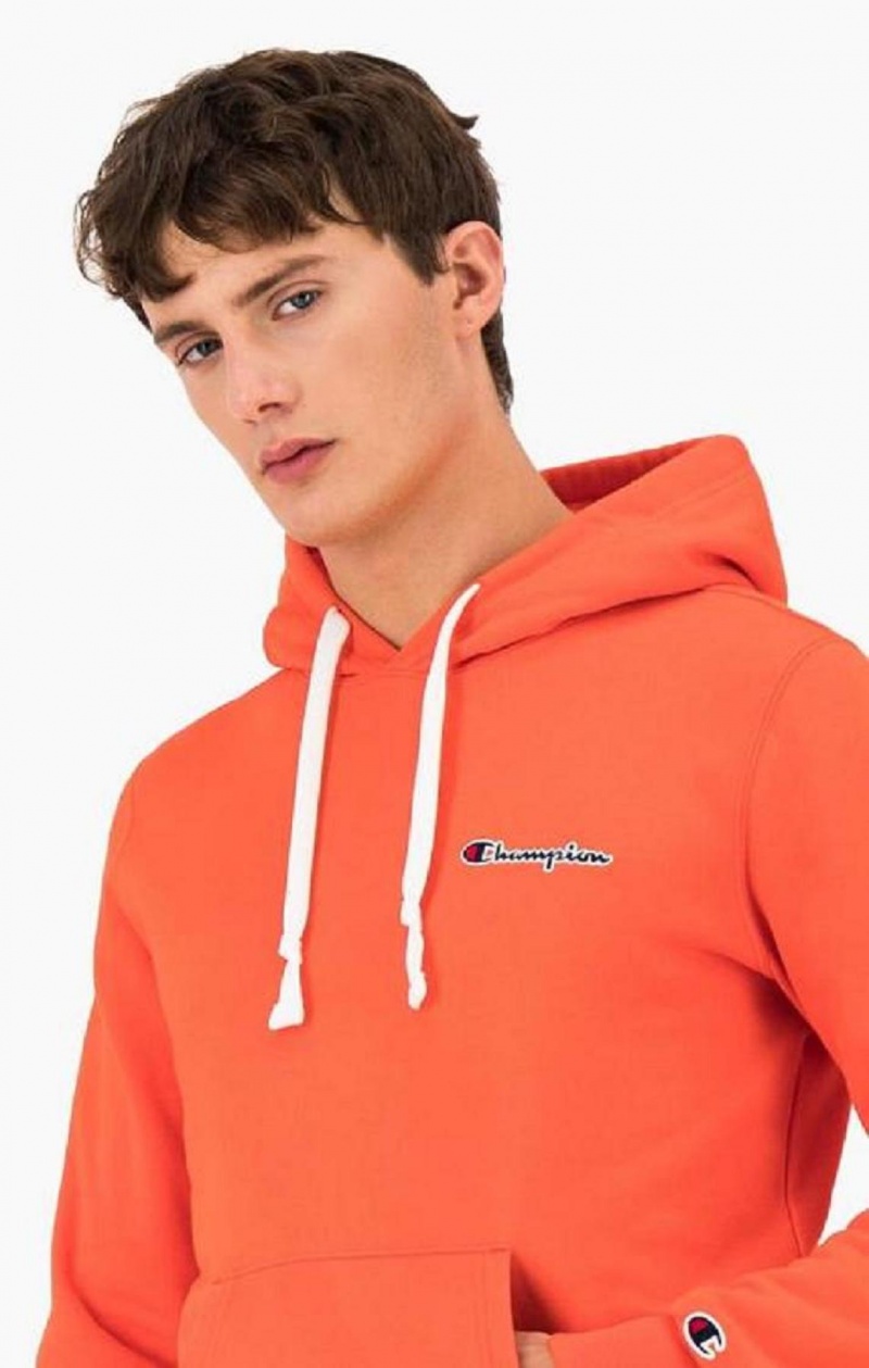 Champion Small Script Logo Hoodie Férfi Kapucnis Pulóver Piros | 2937-QZVEP