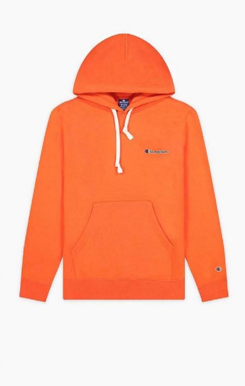 Champion Small Script Logo Hoodie Férfi Kapucnis Pulóver Piros | 2937-QZVEP