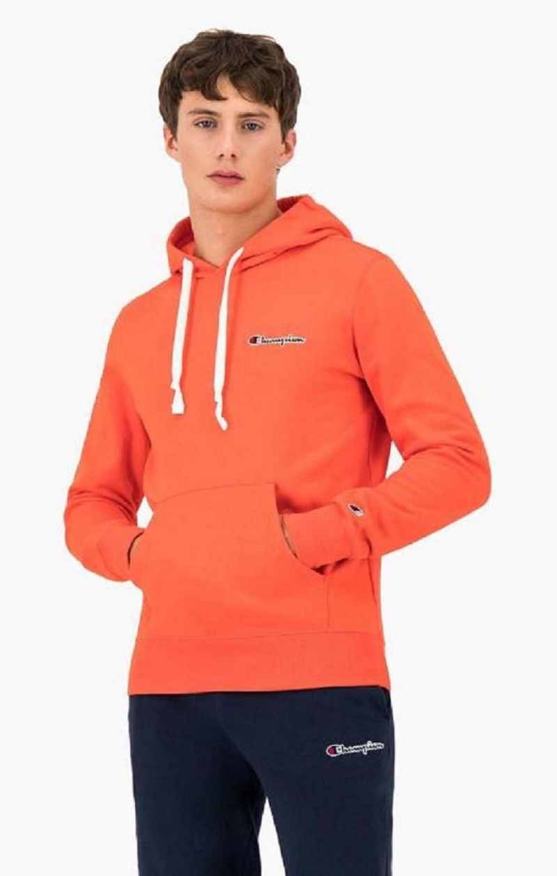 Champion Small Script Logo Hoodie Férfi Kapucnis Pulóver Piros | 2937-QZVEP