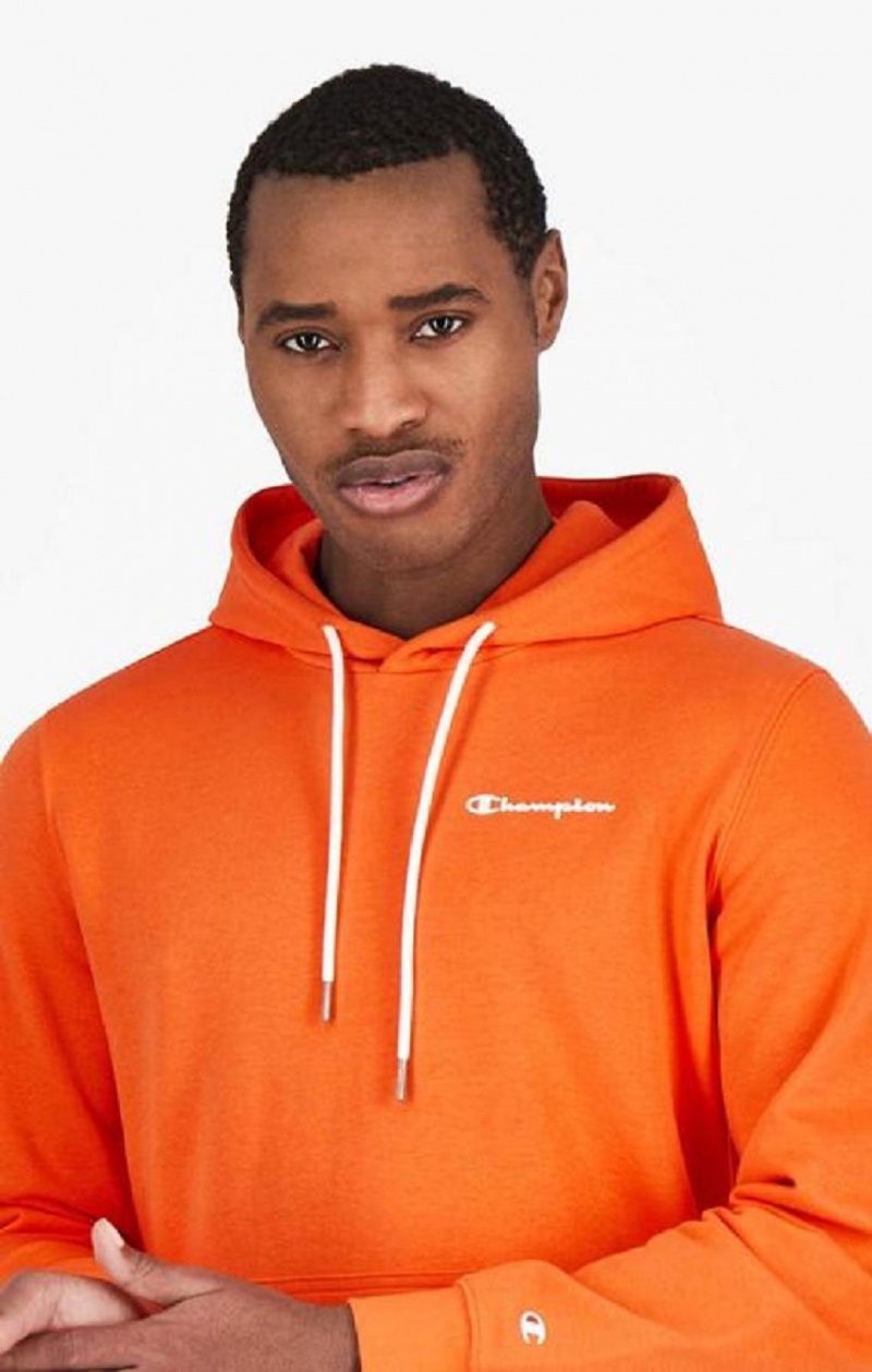 Champion Small Script Logo Hoodie Férfi Kapucnis Pulóver Narancssárga | 5280-YRXMI