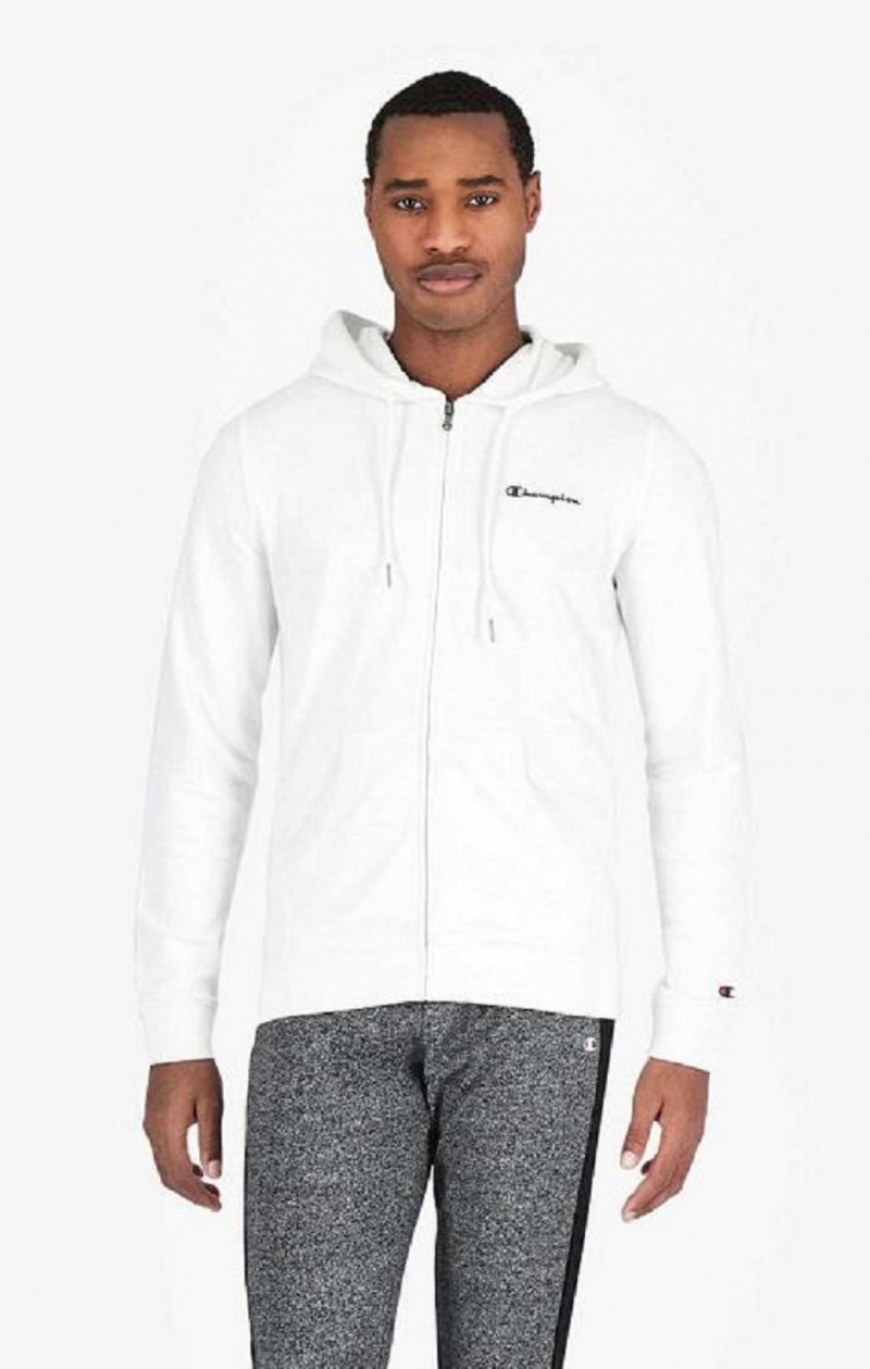 Champion Small Script Logo Hoodie Férfi Kapucnis Pulóver Fehér | 2109-EGZCH