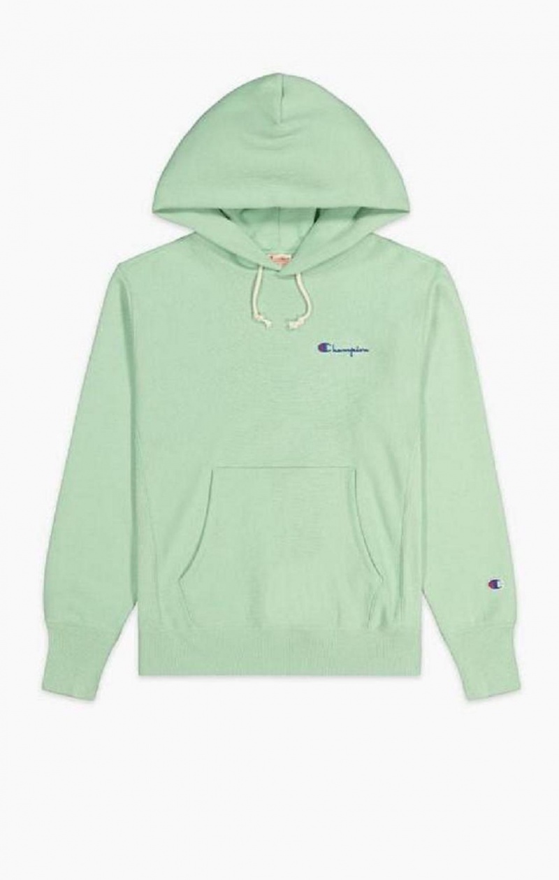 Champion Small Script Logo Hoodie Női Kapucnis Pulóver Világos Zöld | 3289-AIVBD