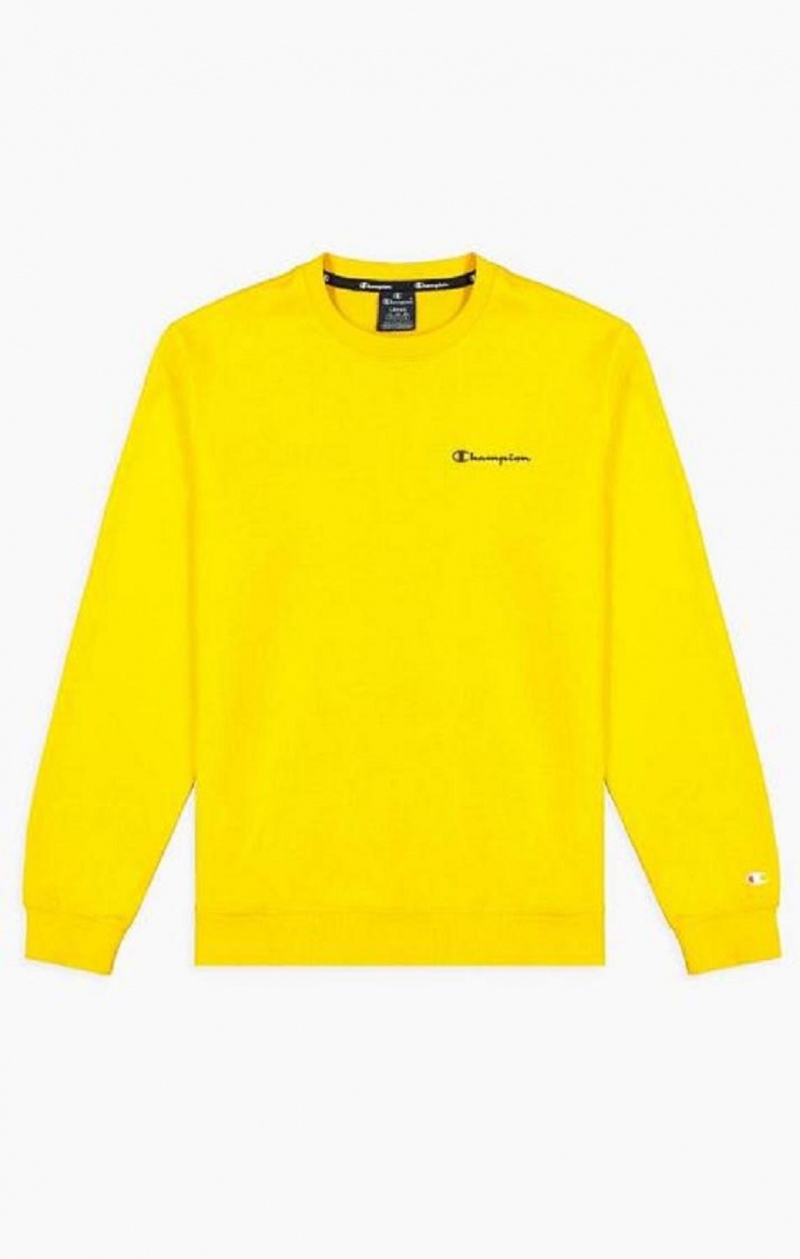 Champion Small Script Logo Sweatshirt Férfi Pulóverek Sárga | 6240-HEATO