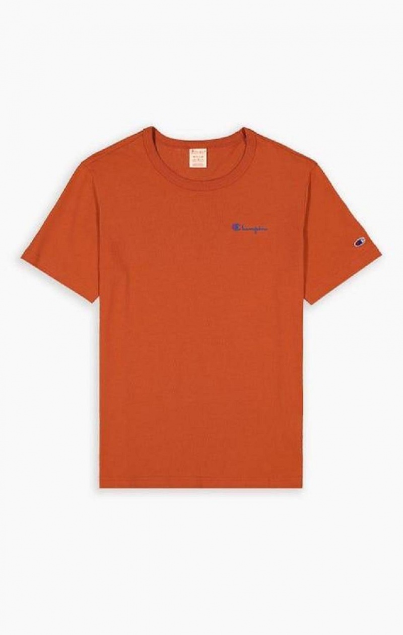 Champion Small Script Logo T-Shirt Férfi Póló Barna | 4951-MHFSV