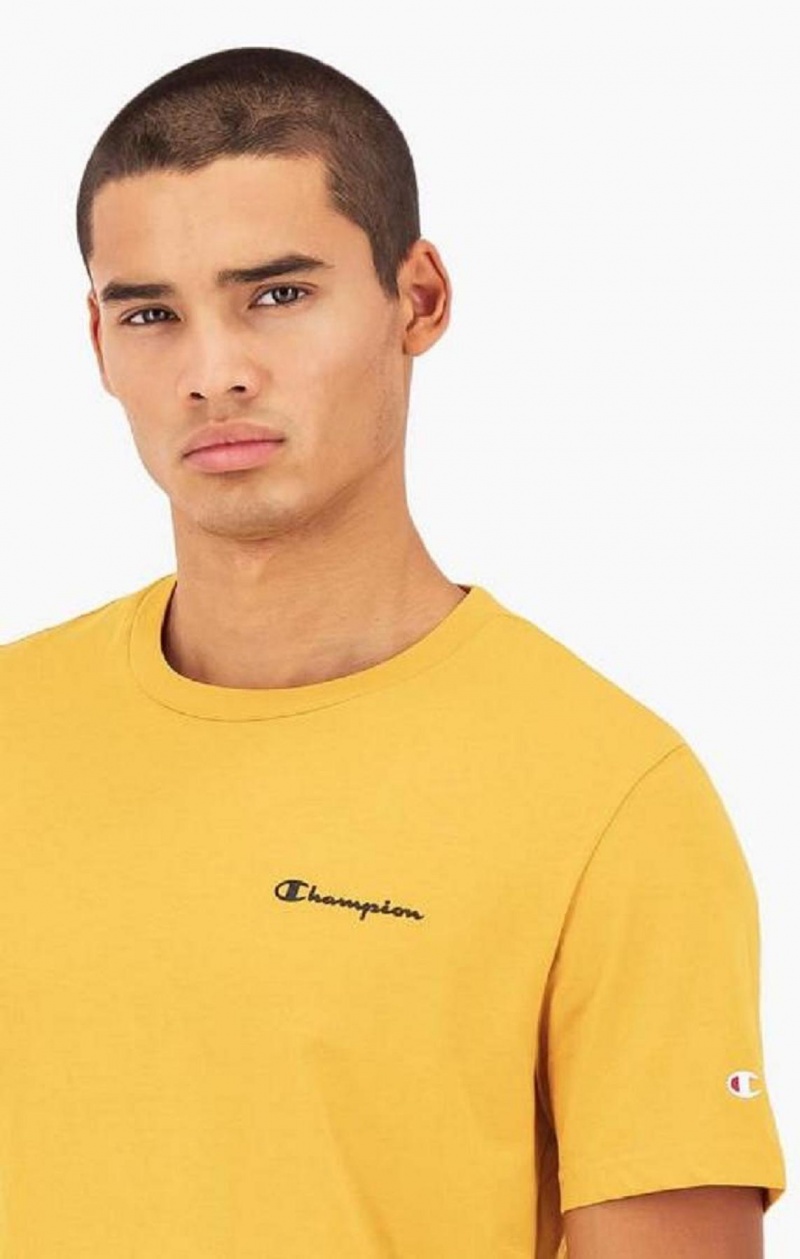 Champion Small Script Logo T-Shirt Férfi Póló Narancssárga | 5742-XGLOY