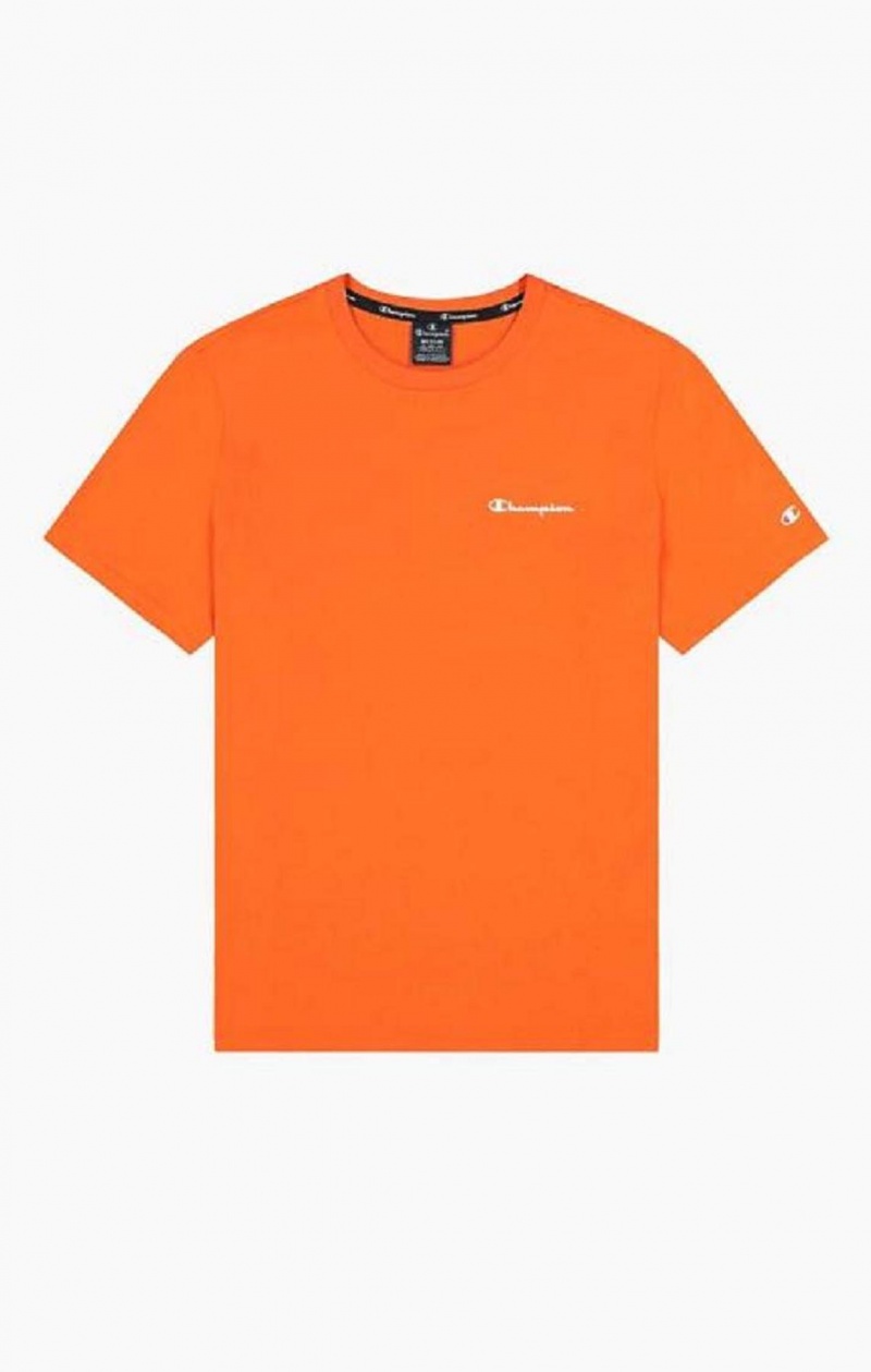 Champion Small Script Logo T-Shirt Férfi Póló Narancssárga | 0129-BOYSD